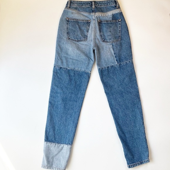 Free People Patchwork Denim High Rise Pieced Jeans - Picture 9 of 15